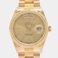 ราคา Rolex Champagne 18k Yellow Gold Day-Date 18108 Automatic Men's Wristwatch 36 mm (733767)