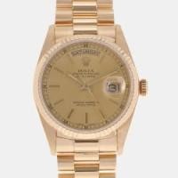 ราคา Rolex Champagne 18k Yellow Gold Day-Date 18238 Automatic Men's Wristwatch 36 mm (734016)