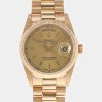 ราคา Rolex Champagne 18k Yellow Gold Day-Date 18238 Automatic Men's Wristwatch 36 mm (734065)