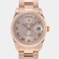 ราคา Rolex Pink 18k Rose Gold Day-Date 118205 Automatic Men's Wristwatch 36 mm (734179)