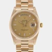 ราคา Rolex Champagne Diamond 18k Yellow Gold Day-Date 18238 Automatic Men's Wristwatch 36 mm (734189)