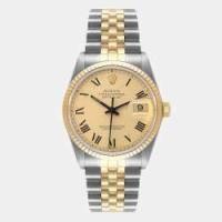 ราคา Rolex Champagne 18k Yellow Gold And Stainless Steel Datejust 16013 Automatic Men's Wristwatch 36 mm (702173)
