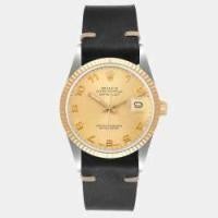 ราคา Rolex Champagne 18k Yellow Gold And Stainless Steel Datejust 16013 Automatic Men's Wristwatch 36 mm (717377)