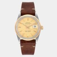 ราคา Rolex Champagne 18k Yellow Gold And Stainless Steel Datejust 16013 Automatic Men's Wristwatch 36 mm (686018)