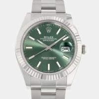 ราคา Rolex Green 18k White Gold And Stainless Steel Datejust 126334 Automatic Men's Wristwatch 41 mm (727180)