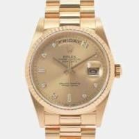 ราคา Rolex Champagne Diamond 18k Yellow Gold Day-Date 18238 Automatic Men's Wristwatch 36 mm (723407)