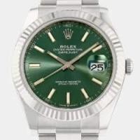 ราคา Rolex Green 18k White Gold And Stainless Steel Datejust 126334 Automatic Men's Wristwatch 41 mm (735812)