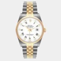 ราคา Rolex White Diamond 18k Yellow Gold And Stainless Steel Datejust 16233 Automatic Men's Wristwatch 36 mm (715578)