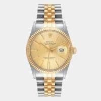 ราคา Rolex Champagne 18k Yellow Gold And Stainless Steel Datejust 16013 Automatic Men's Wristwatch 36 mm (734634)
