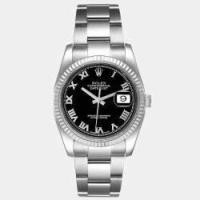 ราคา Rolex Black 18k White Gold And Stainless Steel Datejust 116234 Automatic Men's Wristwatch 36 mm (694376)