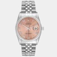 ราคา Rolex Pink 18k White Gold And Stainless Steel Datejust 16234 Automatic Men's Wristwatch 36 mm (733665)