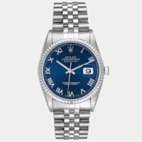 ราคา Rolex Blue 18k White Gold And Stainless Steel Datejust 16234 Automatic Men's Wristwatch 36 mm (694383)