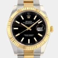ราคา Rolex Black 18k Yellow Gold And Stainless Steel Datejust 126333 Automatic Men's Wristwatch 41 mm (732461)