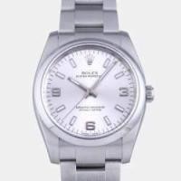 ราคา Rolex Silver Stainless Steel Oyster Perpetual 114200 Automatic Men's Wristwatch 34 mm (743723)