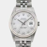 ราคา Rolex Silver Diamond 18k White Gold And Stainless Steel Datejust 16234 Automatic Men's Wristwatch 36 mm (743729)