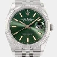 ราคา Rolex Green 18k White Gold And Stainless Steel Datejust 126234 Automatic Men's Wristwatch 36 mm (737895)