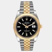 ราคา Rolex Black 18k Yellow Gold Stainless Steel Datejust 126333 Men's Wristwatch 41 mm (757445)
