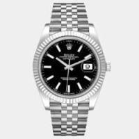 ราคา Rolex Black Dial Jubilee Stainless Steel &amp; 18k White Gold Datejust 41 Men's Wristwatch 41 mm (755293)