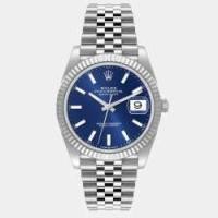 ราคา Rolex Blue Dial Jubilee Stainless Steel &amp; 18k White Gold Datejust 41 Men's Wristwatch 41 mm (755291)