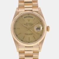 ราคา Rolex Champagne 18k Yellow Gold Day-Date 18038 Automatic Men's Wristwatch 36 mm (750111)