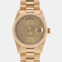 ราคา Rolex Champagne 18k Yellow Gold Day-Date 18238 Automatic Men's Wristwatch 36 mm (749058)