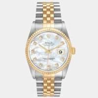 ราคา Rolex Mother Of Pearl Diamond 18k Yellow Gold And Stainless Steel Datejust 16233 Automatic Men's Wristwatch 36 mm (748481)
