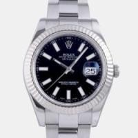 ราคา Rolex Black Stainless Steel Datejust 116334 Automatic Men's Wristwatch 41 mm (758406)
