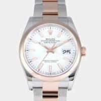 ราคา Rolex White 18k Rose Gold And Stainless Steel Datejust 126201 Automatic Men's Wristwatch 36 mm (758407)