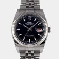 ราคา Rolex Black 18k White Gold And Stainless Steel Datejust 116234 Automatic Men's Wristwatch 36 mm (758404)