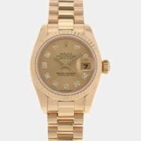 ราคา Rolex Champagne Diamond 18k Yellow Gold Datejust 179178 Automatic Men's Wristwatch 26 mm (763004)
