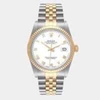 ราคา Rolex White 18k Yellow Gold And Stainless Steel Datejust 16013 Automatic Men's Wristwatch 36 mm (754702)