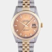 ราคา Rolex Champagne Diamond 18k Yellow Gold And Stainless Steel Datejust 16233 Automatic Men's Wristwatch 36 mm (760622)