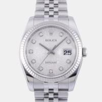 ราคา Rolex Silver Diamond 18k White Gold And Stainless Steel Datejust 116234 Automatic Men's Wristwatch 36 mm (760614)