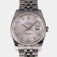 ราคา Rolex Silver Diamond 18k White Gold And Stainless Steel Datejust 116244 Automatic Men's Wristwatch 36 mm (760609)