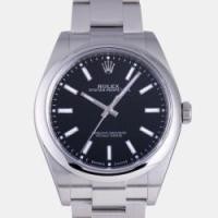 ราคา Rolex Black Stainless Steel Oyster Perpetual 114300 Automatic Men's Wristwatch 39 mm (760617)