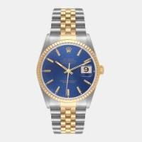 ราคา Rolex Blue 18k Yellow Gold And Stainless Steel Datejust 16233 Automatic Men's Wristwatch 36 mm (754704)
