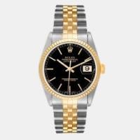 ราคา Rolex Black 18k Yellow Gold And Stainless Steel Datejust 16233 Automatic Men's Wristwatch 36 mm (754263)