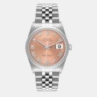 ราคา Rolex Pink 18k White Gold And Stainless Steel Datejust 16234 Automatic Men's Wristwatch 36 mm (753456)