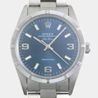 ราคา Rolex Blue Stainless Steel Air-King 14010 Automatic Men's Wristwatch 34 mm (773368)