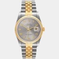 ราคา Rolex Silver 18k Yellow Gold And Stainless Steel Datejust 16233 Automatic Men's Wristwatch 36 mm (768728)