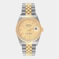 ราคา Rolex Champagne 18k Yellow Gold And Stainless Steel Datejust 16233 Automatic Men's Wristwatch 36 mm (761491)