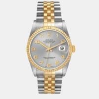 ราคา Rolex Silver 18k Yellow Gold And Stainless Steel Datejust 16233 Automatic Men's Wristwatch 36 mm (766638)