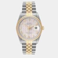 ราคา Rolex Ivory 18k Yellow Gold And Stainless Steel Datejust 16233 Automatic Men's Wristwatch 36 mm (766633)