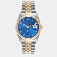 ราคา Rolex Blue 18k Yellow Gold And Stainless Steel Datejust 16233 Automatic Men's Wristwatch 36 mm (766636)