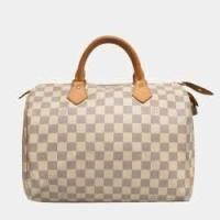 ราคา Louis Vuitton White Canvas Damier Azur Speedy 25 Satchel Bag (751325)