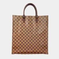 ราคา Louis Vuitton Brown Canvas Damier Ebene Sac Plat Tote Bag (751772)