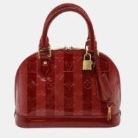 ราคา Louis Vuitton Red Monogram Vernis Rayures Alma BB Bag (748140)
