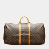 ราคา Louis Vuitton Brown Canvas Monogram Keepall 60 Duffel Bag (751760)