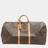 ราคา Louis Vuitton Brown Canvas Monogram Keepall 60 Duffel Bag (748247)