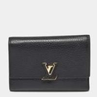 ราคา Louis Vuitton Black Leather Capucines Compact Wallet (757316)